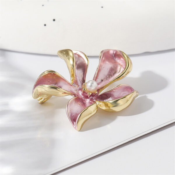 trâm cài áo bông hoa tráng men hồng