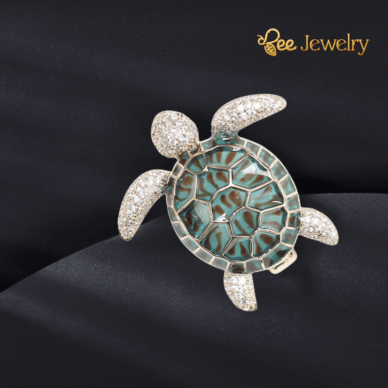 Trâm Cài Áo Rùa Biển Xanh Ngọc