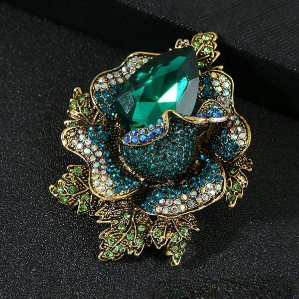 trâm cài áo hoa hồng đính phale xanh