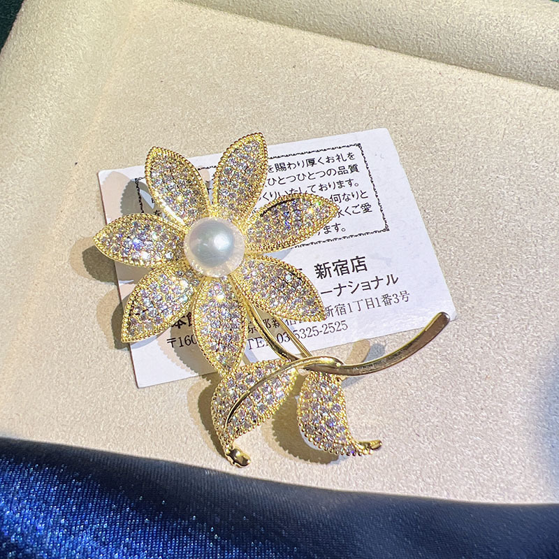 trâm cài áo nhành hoa đính ngọc trai