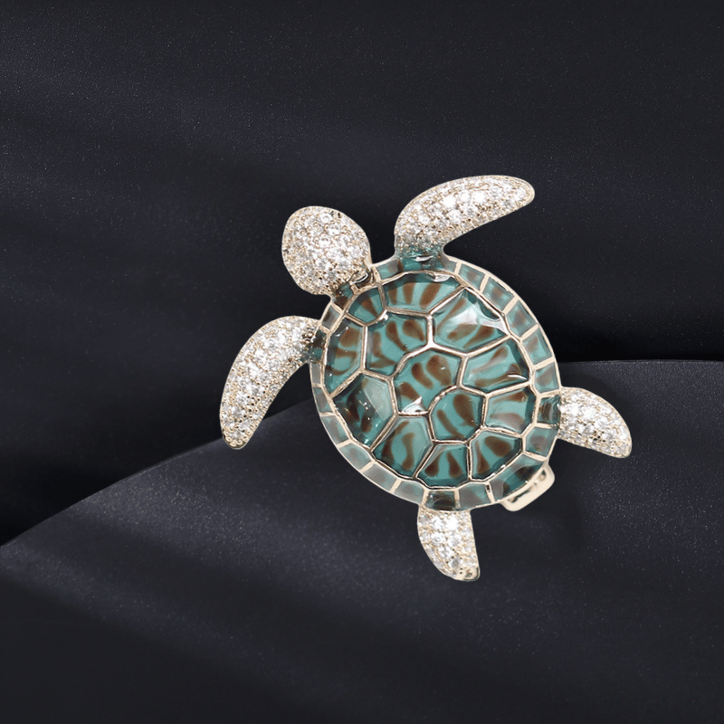 trâm cài áo rùa biển xanh ngọc