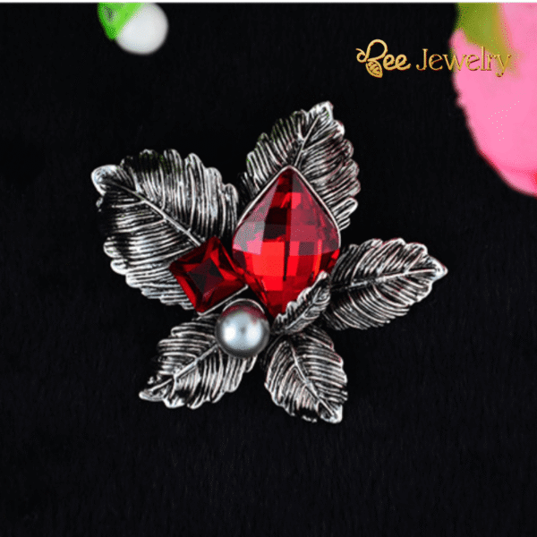 trâm cài áo hoa mây đính phale đỏ