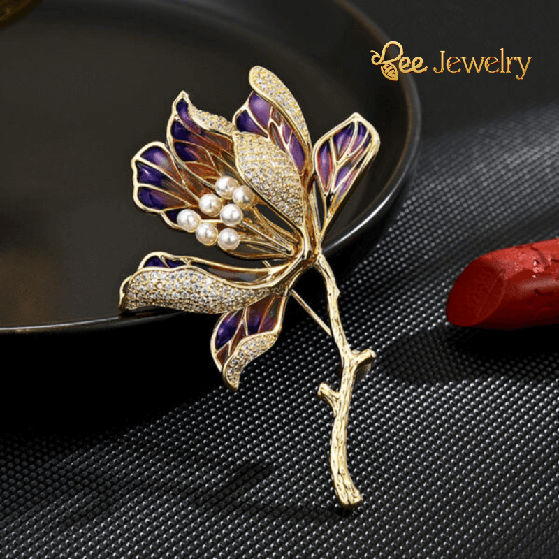 trâm cài áo hoa mộc lan tím