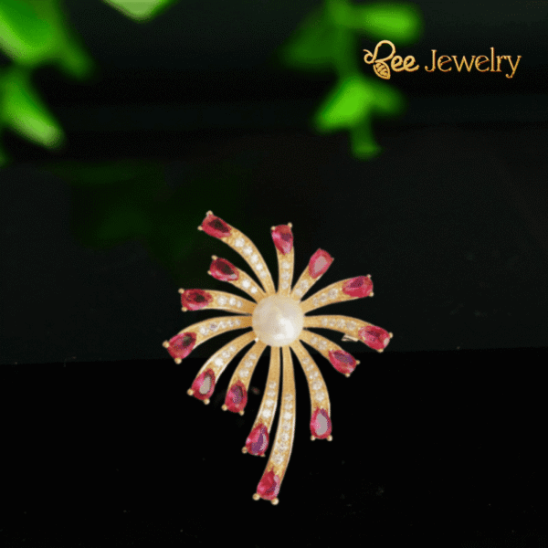 trâm cài áo pháo hoa đính ngọc trai