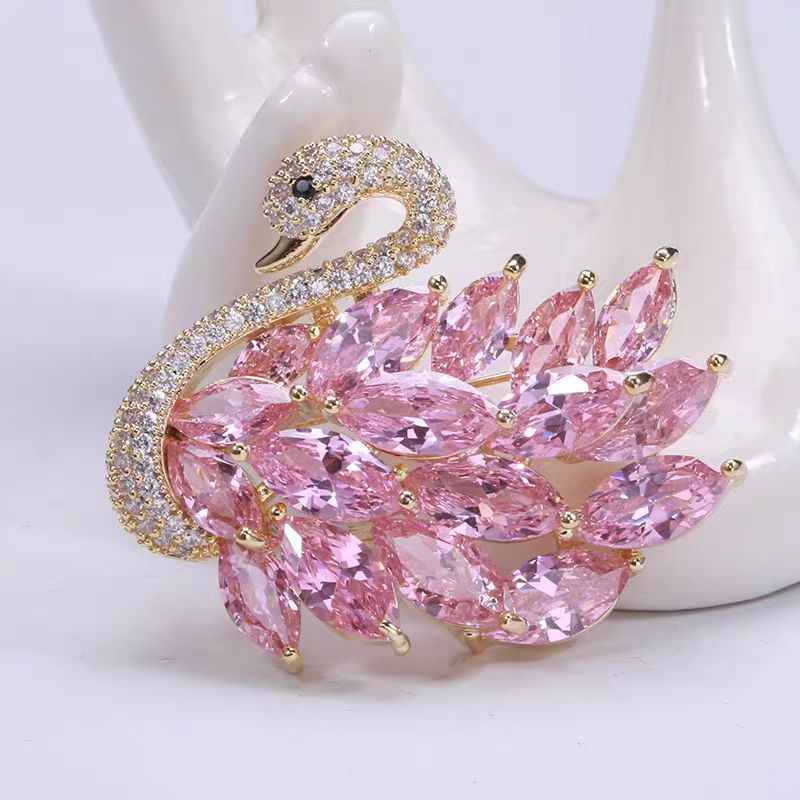 trâm cài áo thiên nga đính phale hồng