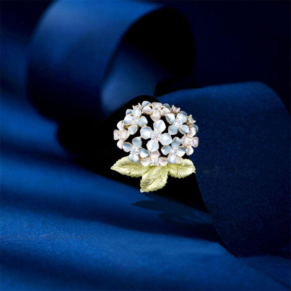 trâm cài áo hoa cẩm tú cầu xanh