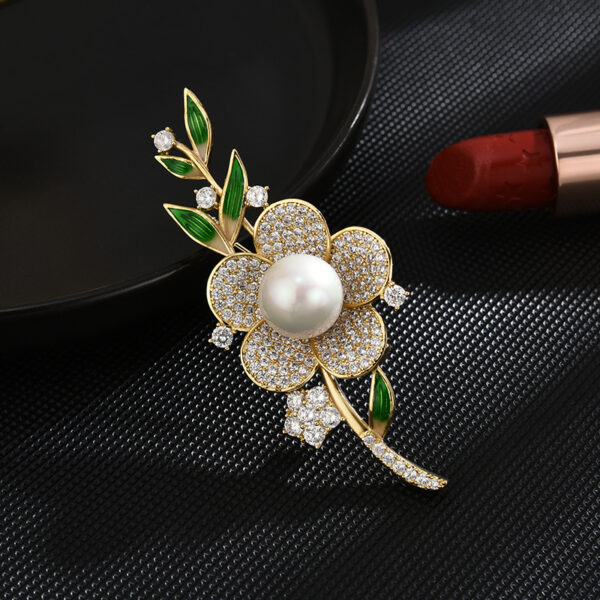 trâm cài áo nhành hoa đính ngọc trai