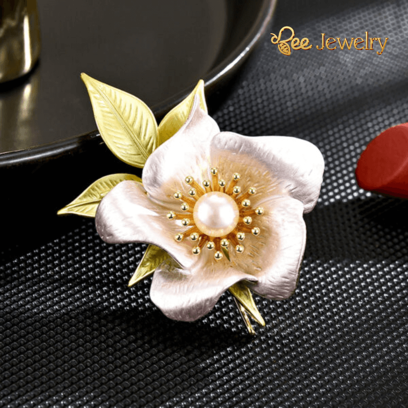 trâm cài áo bông hoa nhỏ tráng men