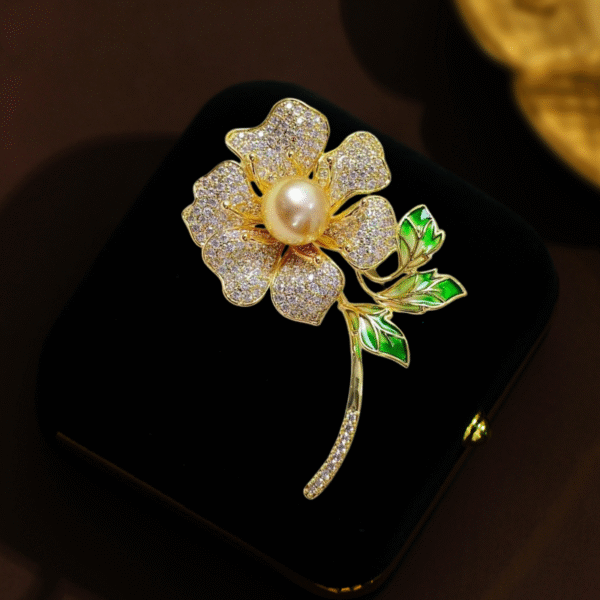 trâm cài áo hoa đính ngọc trai