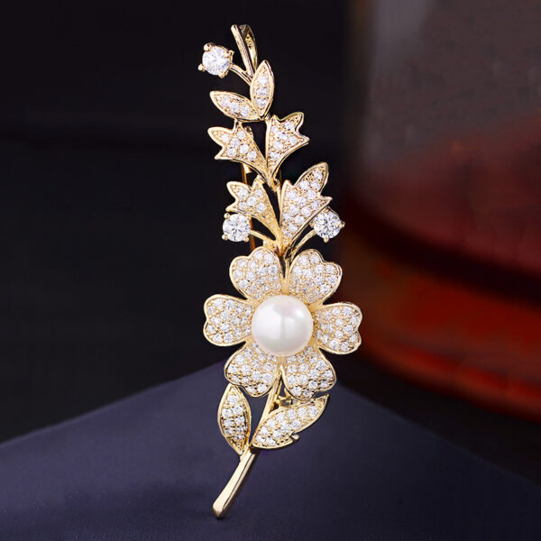 trâm cài áo nhành hoa đính ngọc trai