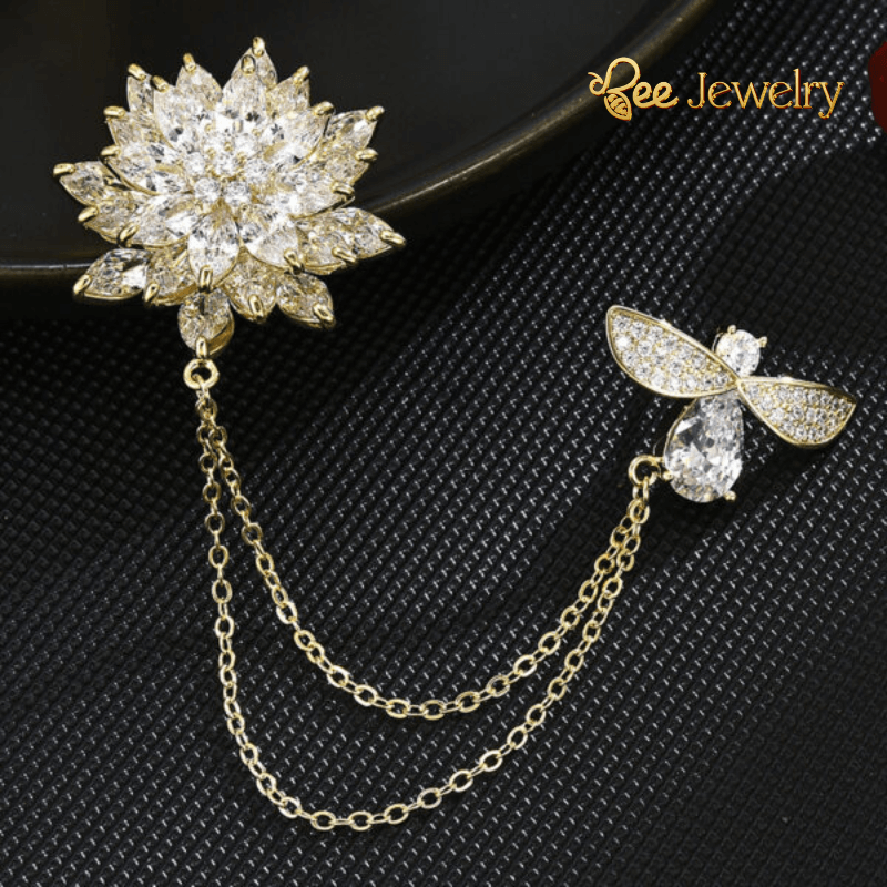 trâm cài áo bông tuyết kết tua ong đính phale