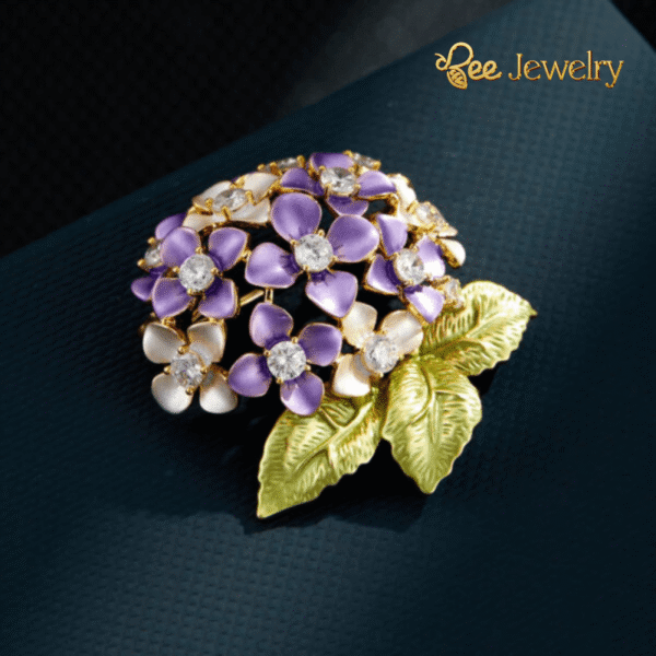 trâm cài áo hoa cẩm tú cầu tím