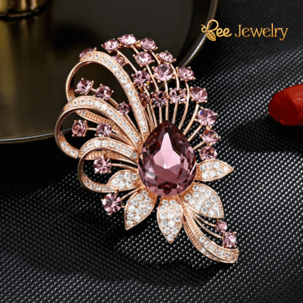 trâm cài áo hoa đính đá phale