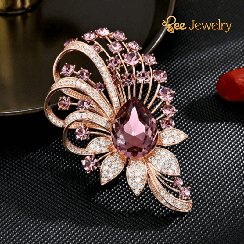 trâm cài áo hoa đính đá phale