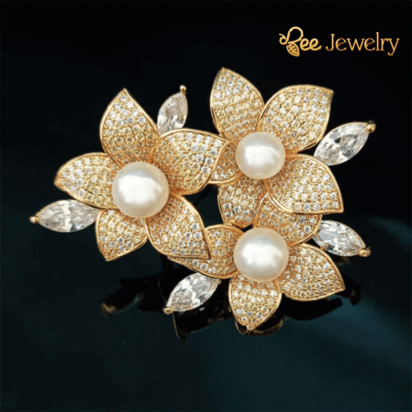 trâm ài áo hoa đính ngọc trai kim cương