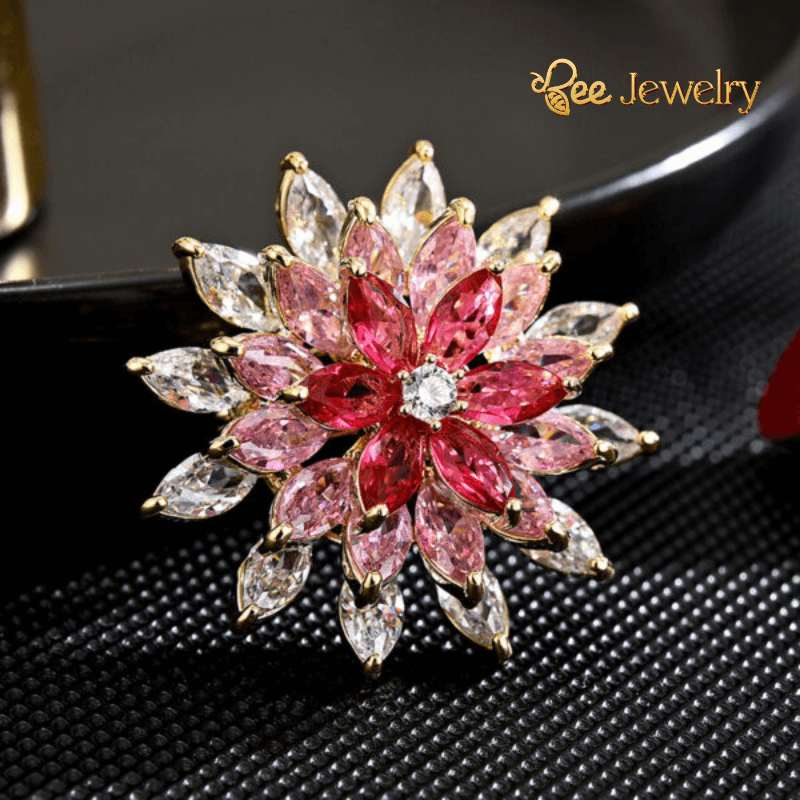 trâm cài áo hoa tuyết đính phale hồng