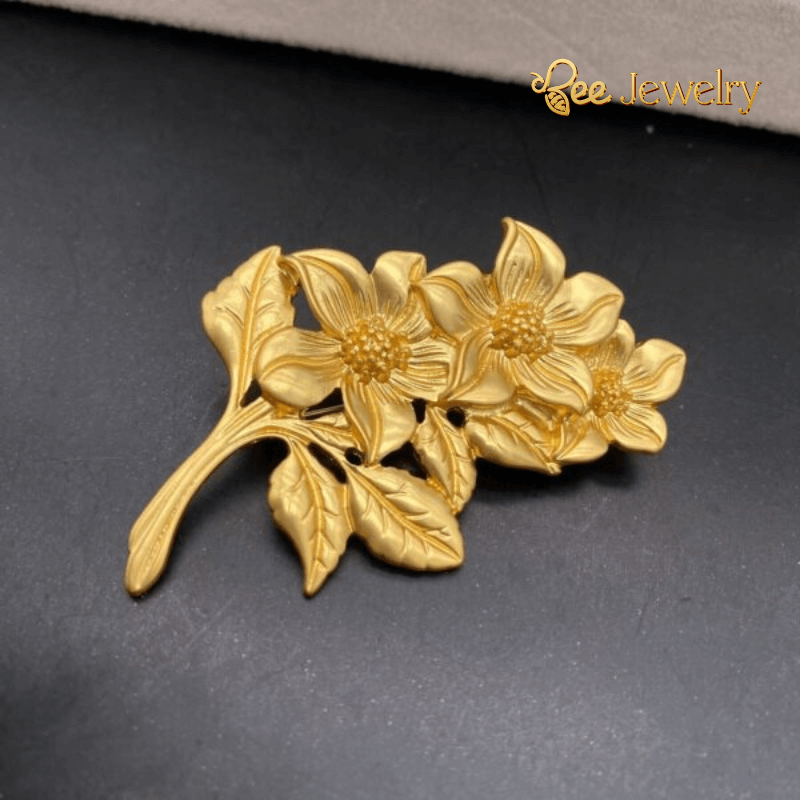 trâm cài áo nhành hoa mạ vàng 24K