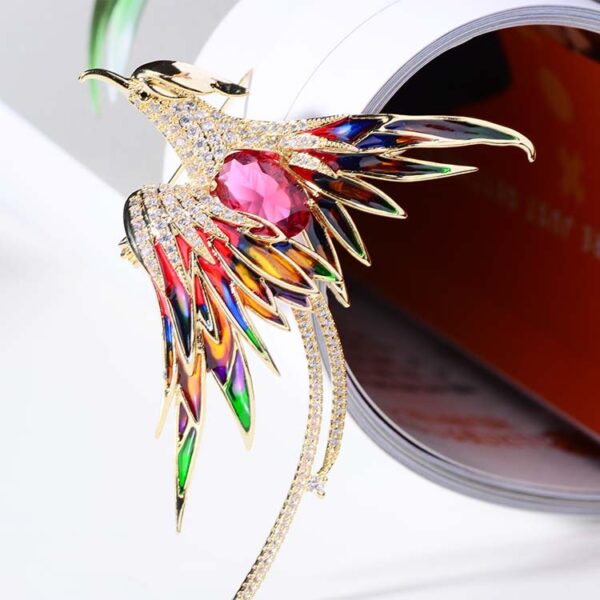 trâm cài áo phượng hoàng đính phale đỏ