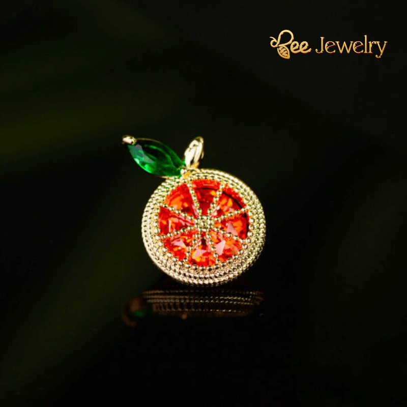 Pin Cài Áo Quả Cam Đính Đá