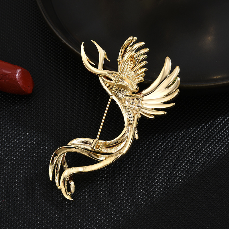 Trâm Cài Áo Phượng Hoàng Ngũ Sắc Đính Đá - Hình ảnh 3