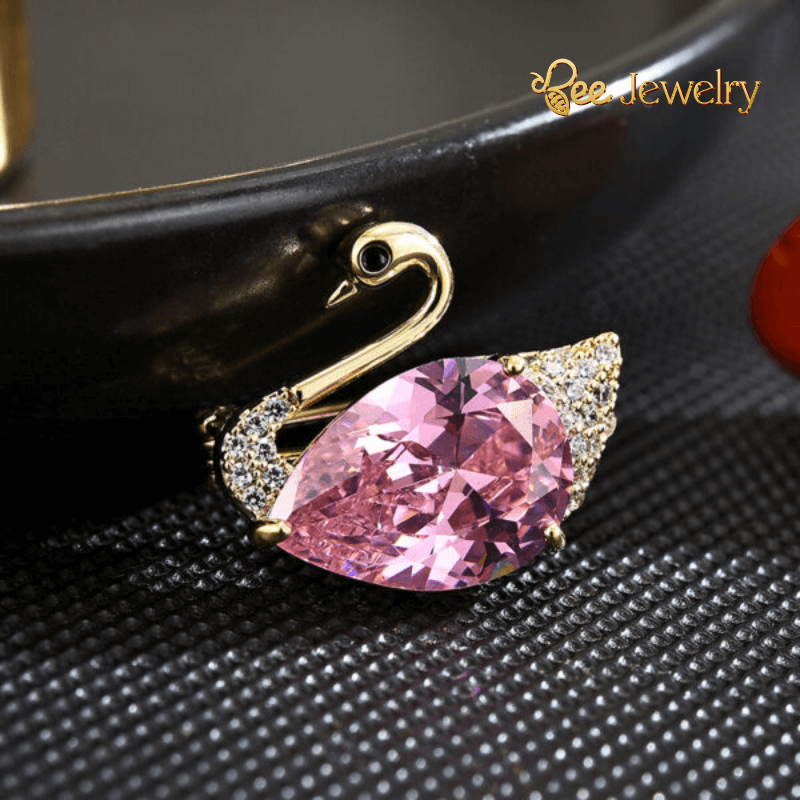 pin cài áo thiên nga đính phale hồng