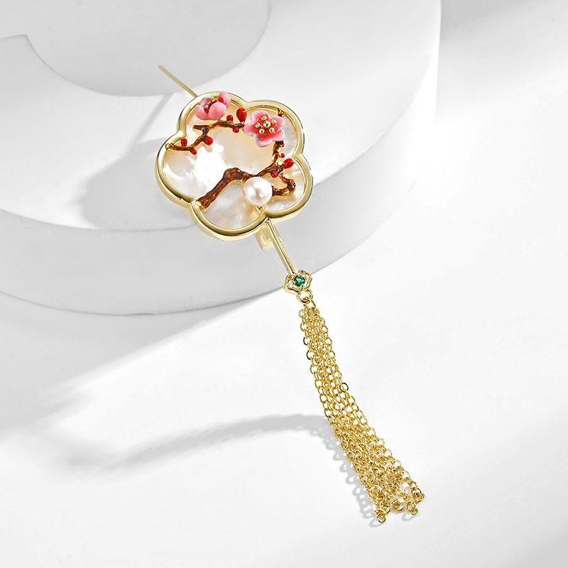 trâm cài áo chiếc quạt phong cách trung hoa