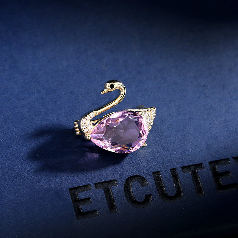 Pin Cài Áo Thiên Nga Đính Phale Hồng - Hình ảnh 4