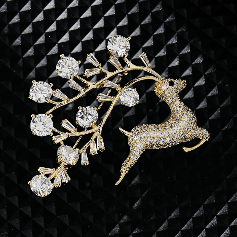 trâm cài áo tuần lộc đính đá