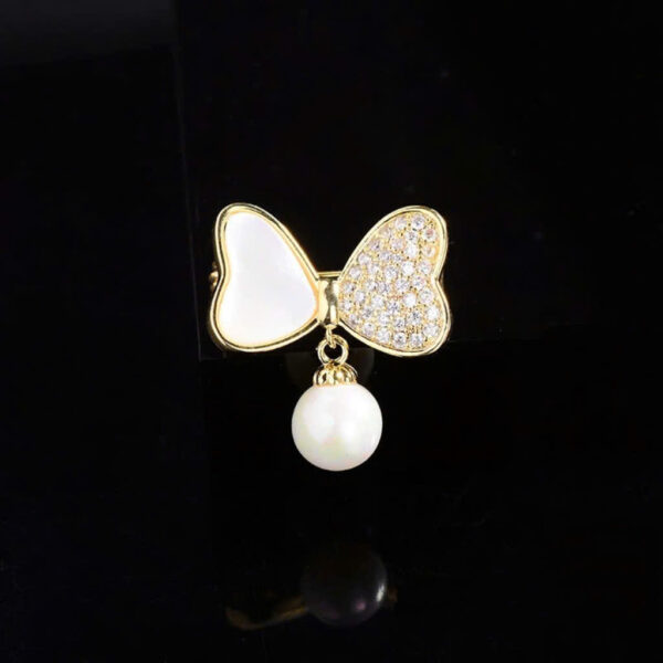 trâm cài áo chiếc nơ đính ngọc trai