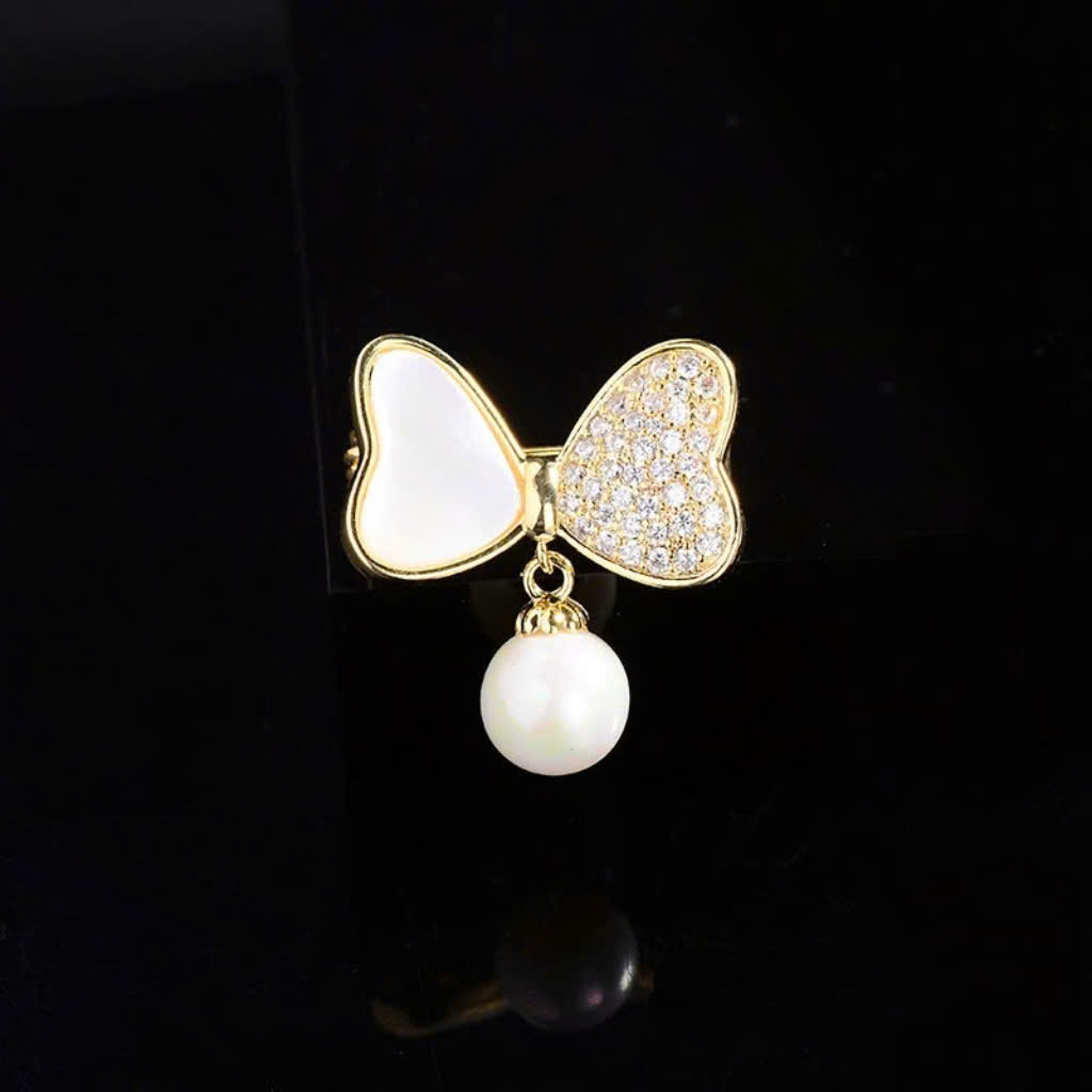 trâm cài áo chiếc nơ đính ngọc trai