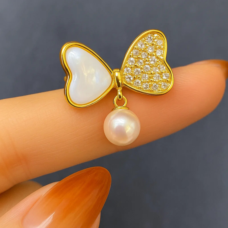 Trâm Cài Áo Chiếc Nơ Đính Ngọc Trai - Hình ảnh 2