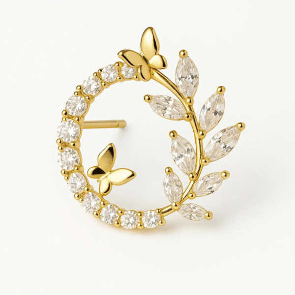 trâm cài áo vòng lá đính đá