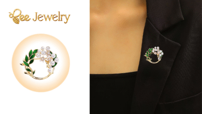 trâm cài áo hình hoa lá