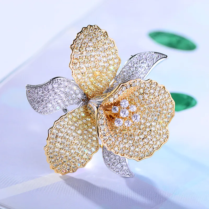 Trâm Cài Áo Hoa Lan Đính Kim Cương - Hình ảnh 2