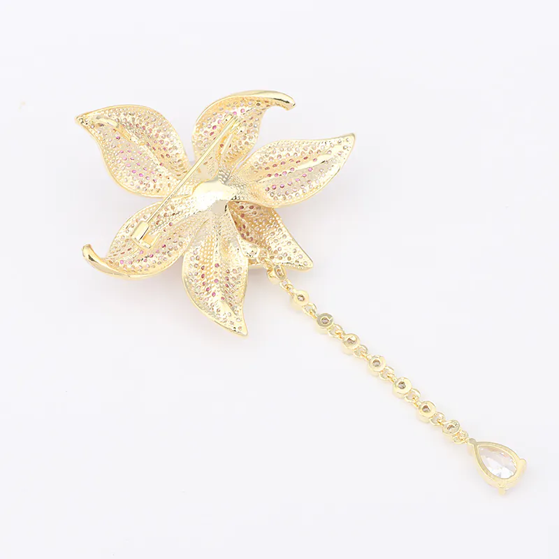Trâm Cài Áo Hoa Hoa Lily Vàng Đính Đá - Hình ảnh 10