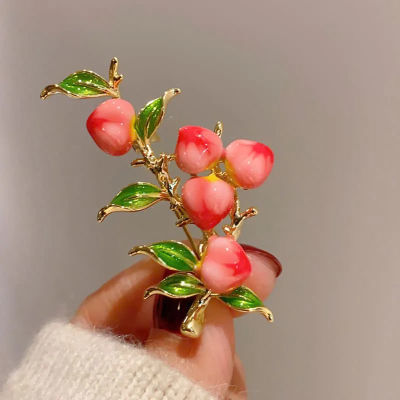 Trâm Cài Áo Cành Đào Tráng Men - Hình ảnh 2