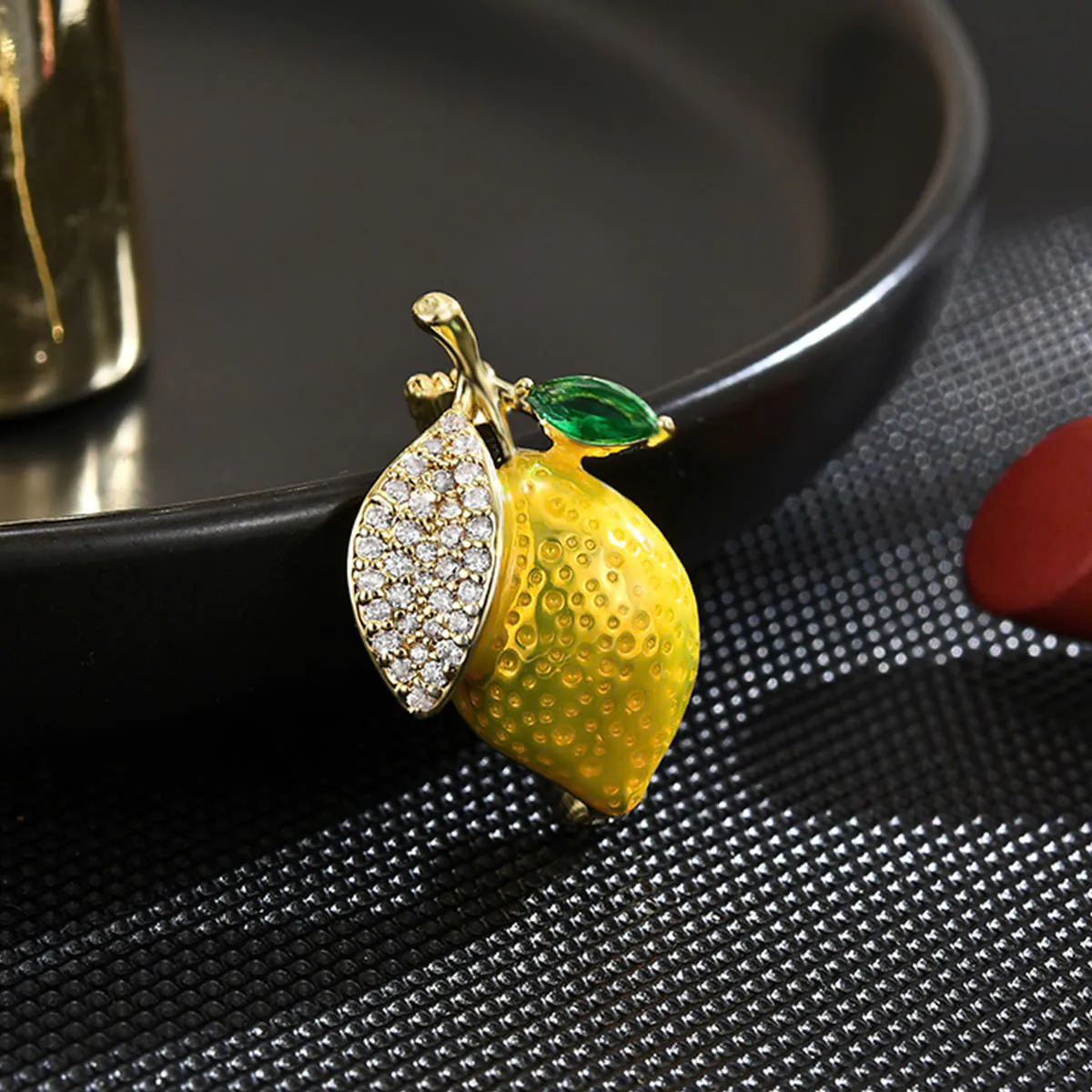 Pin Cài Áo Quả Chanh Vàng Đính Đá - Hình ảnh 3