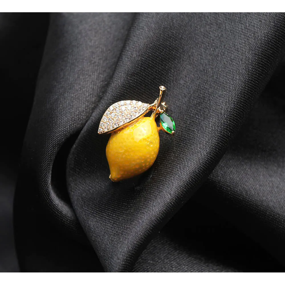 Pin Cài Áo Quả Chanh Vàng Đính Đá - Hình ảnh 4