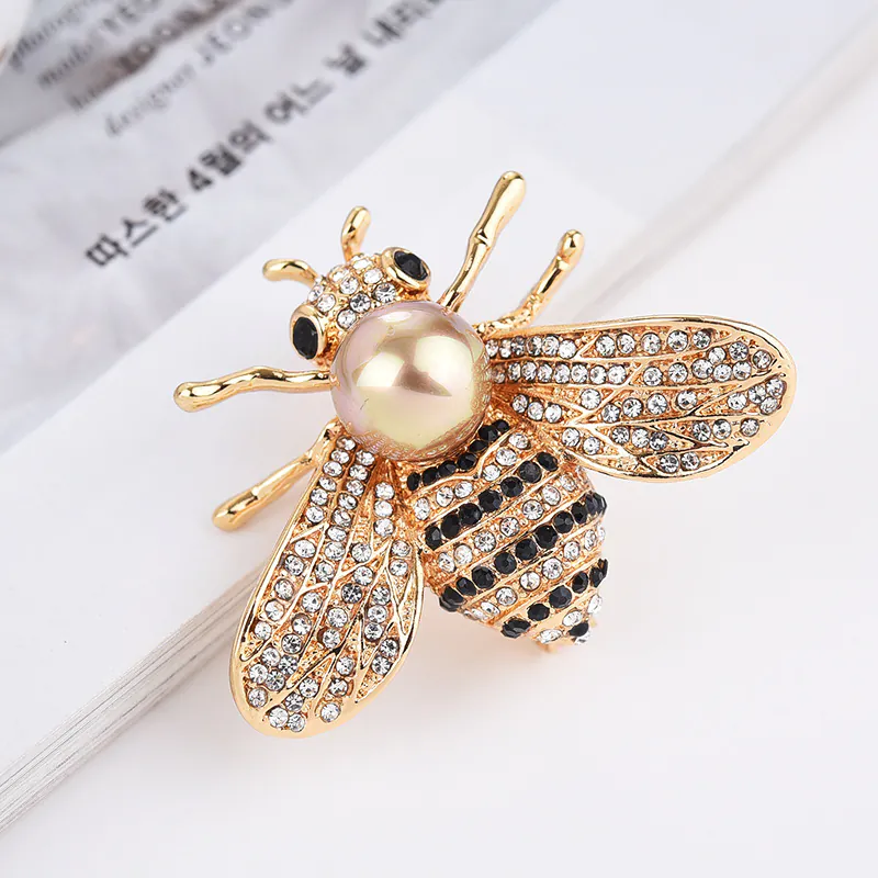 Trâm Cài Áo Con Ong Vàng Đính Ngọc Trai Ánh Kim - Hình ảnh 6