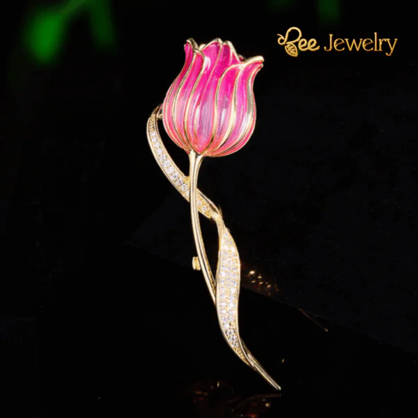 trâm cài áo hoa tulip đính đá