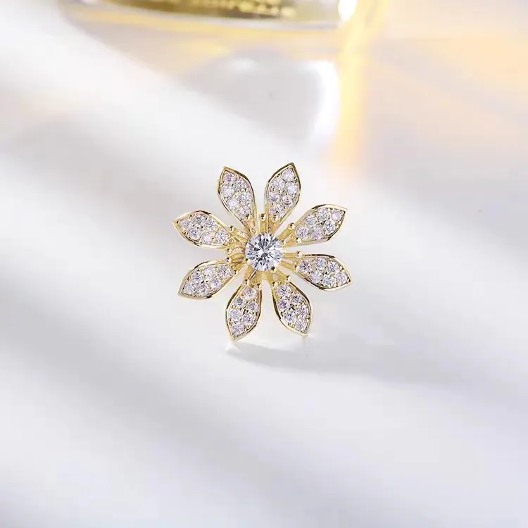 Pin cài áo bông hoa đính đá