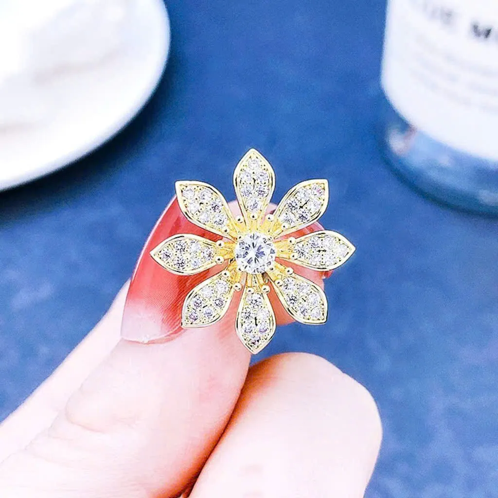 Pin Cài Áo Bông Hoa Đính Đá - Hình ảnh 3