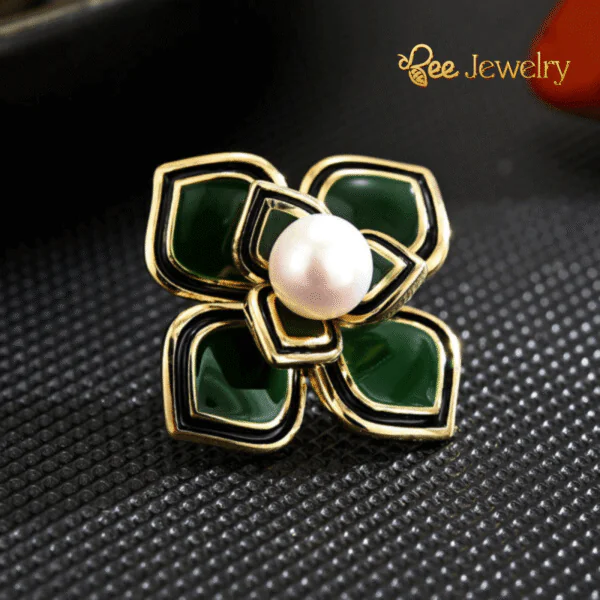 Pin Cài Áo Bông Hoa Đính Ngọc Trai