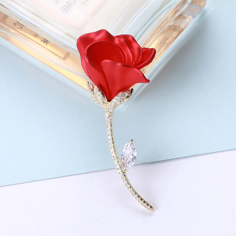 Trâm Cài Áo Hoa Hồng Đỏ Đính Đá - Hình ảnh 8