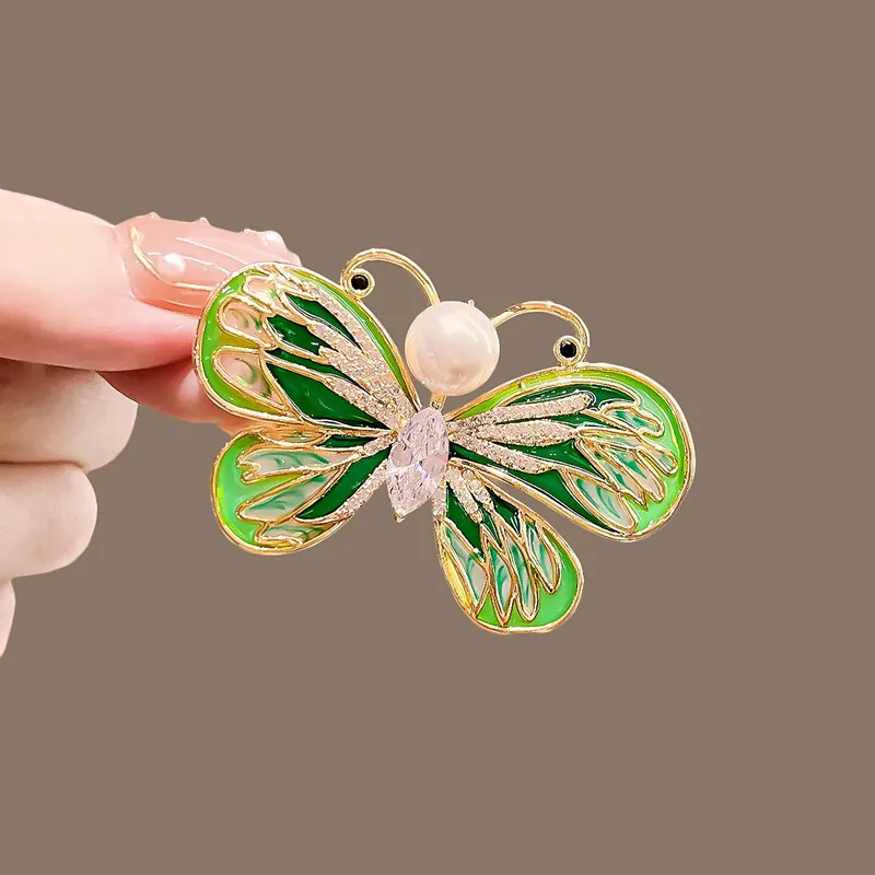 Trâm Cài Áo Bươm Bướm Tráng Men Đính Ngọc Trai - Hình ảnh 6