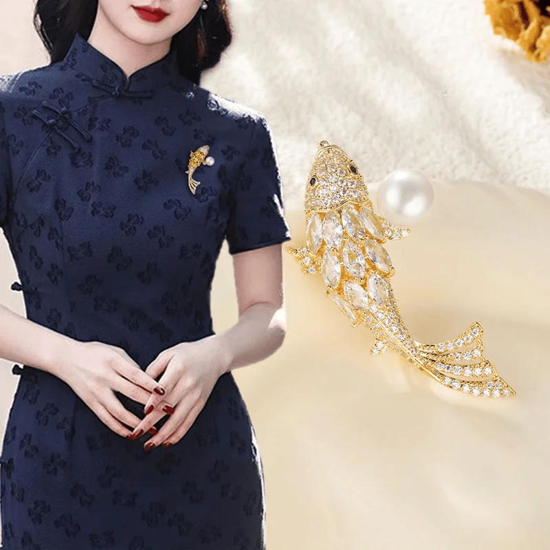 Trâm Cài Áo Cá Koi Phale Vàng Đính Ngọc Trai - Hình ảnh 13