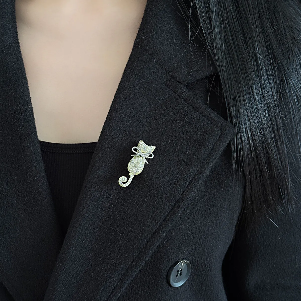 Pin Cài Áo Chú Mèo Đính Đá - Hình ảnh 11