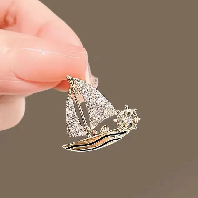 Trâm Cài Áo Thuyền Buồm Nhỏ Đính Đá - Hình ảnh 10
