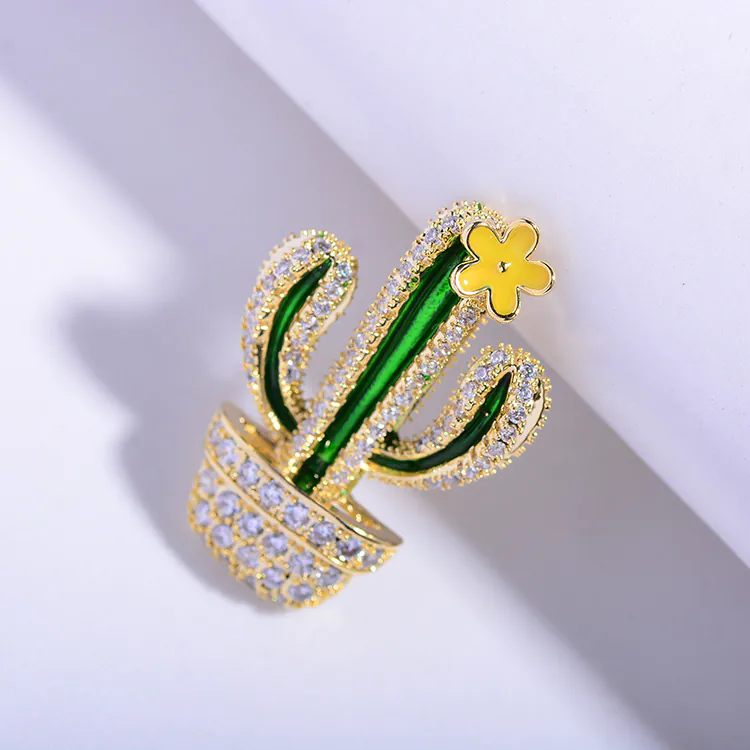 Pin Cài Áo Chậu Xương Rồng Nhỏ Đính Đá - Hình ảnh 3
