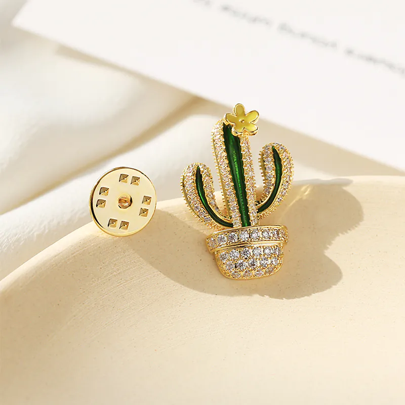 Pin Cài Áo Chậu Xương Rồng Nhỏ Đính Đá - Hình ảnh 2